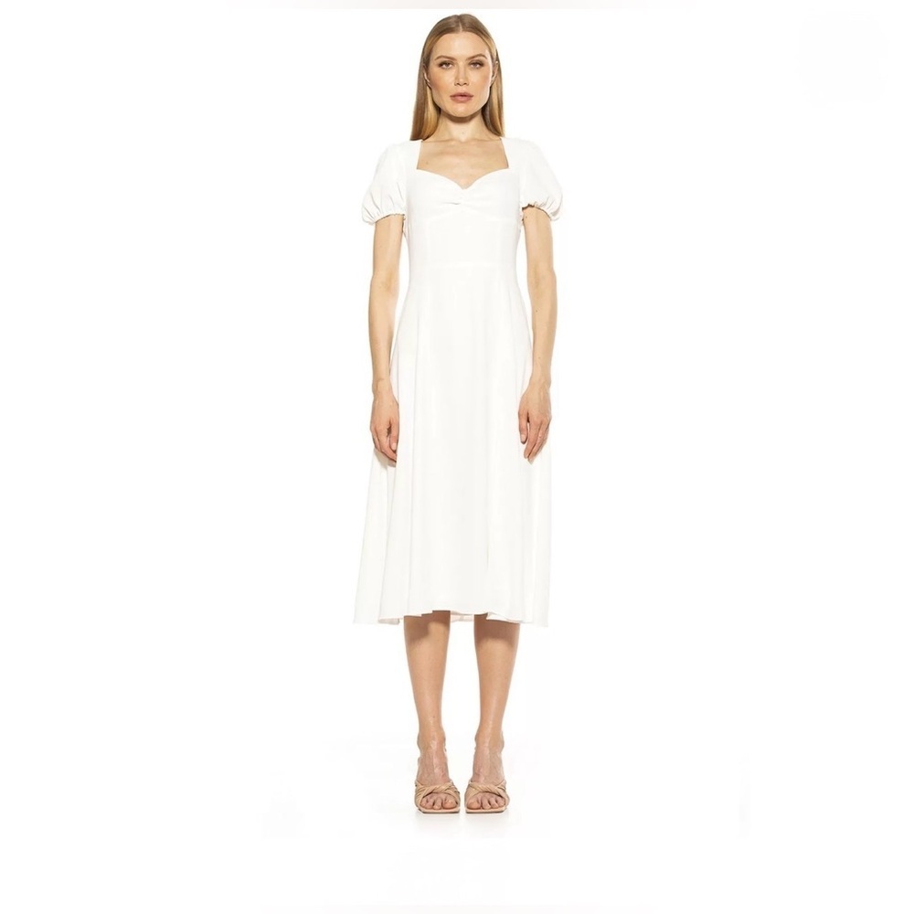 Alexia Admor Gracie Sweetheart Slit Midi Dress  Ivory NWT Size 8